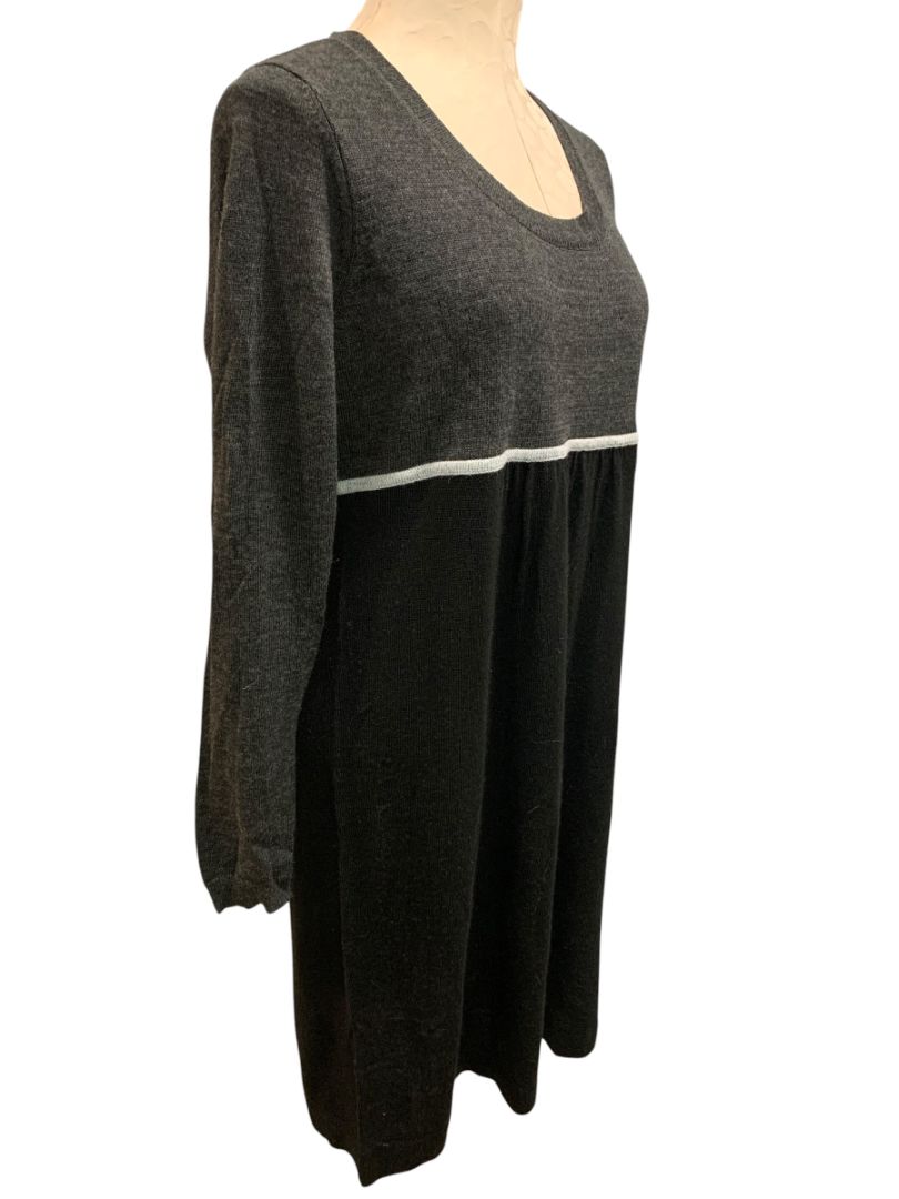 Large Loft Gray Black Colorblock Sweater Dress Wool Blend