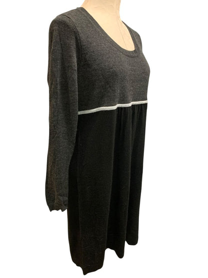 Large Loft Gray Black Colorblock Sweater Dress Wool Blend