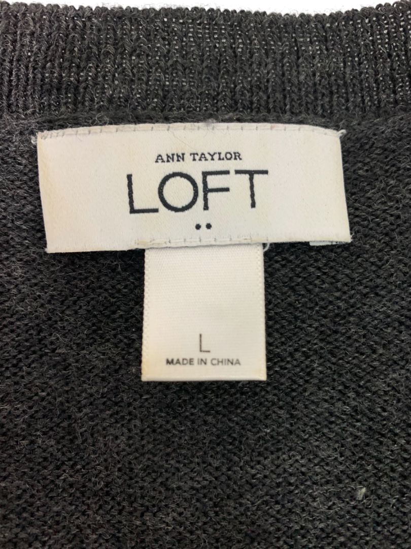 Large Loft Gray Black Colorblock Sweater Dress Wool Blend