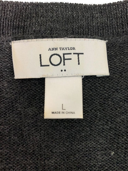 Large Loft Gray Black Colorblock Sweater Dress Wool Blend