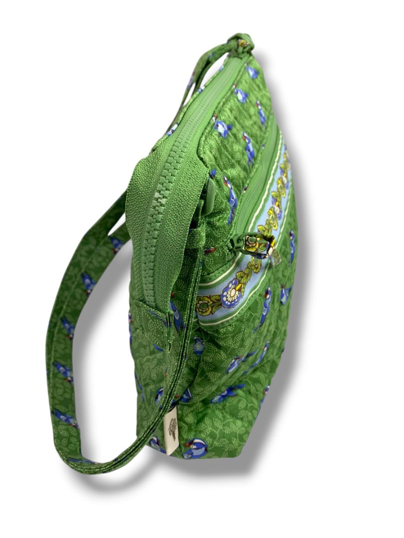Vera Bradley Original Zip Hipster Green Birds Crossbody Bag