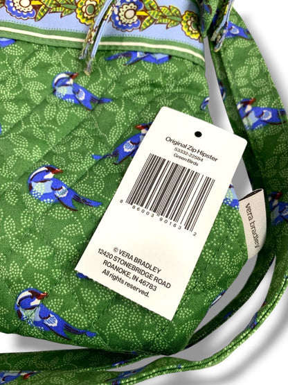 Vera Bradley Original Zip Hipster Green Birds Crossbody Bag