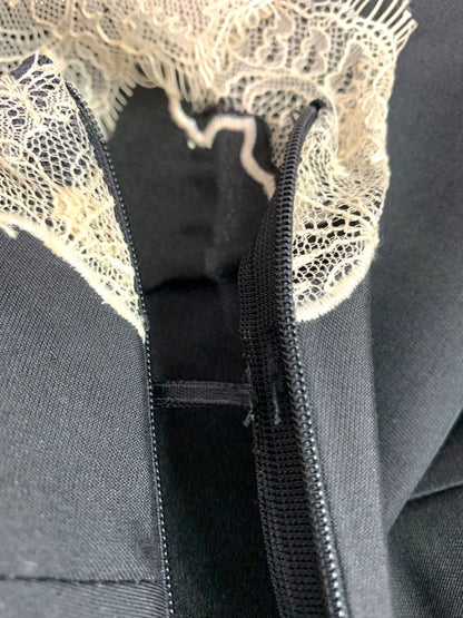 Small Adelyn Rae Black A-Line Dress Ecru Lace Trim Party