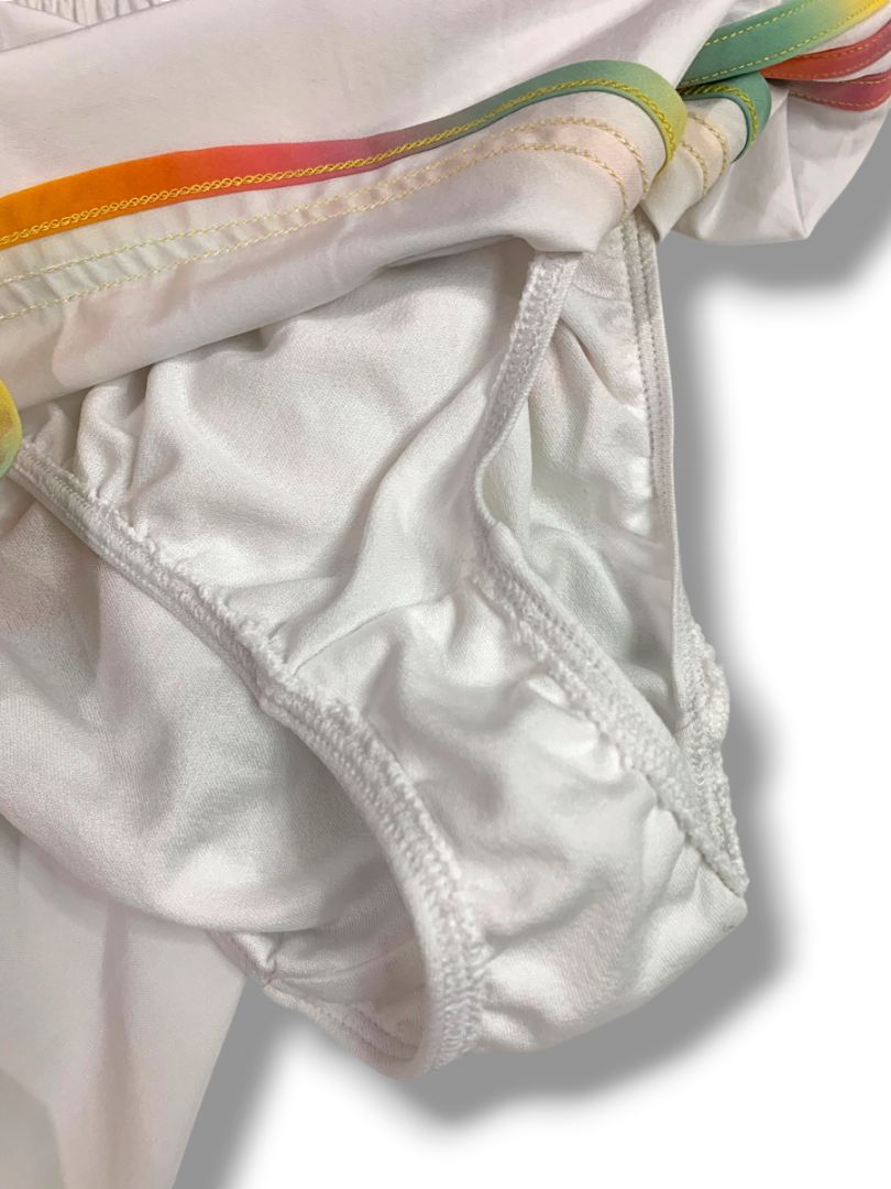 Size Medium Champion Womens White Varsity Running Shorts Lined Multicolor Trim