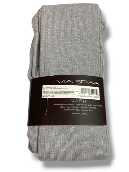Size XL Via Spiga Womens New Tip Toe Legging Lurex Legging Gray Silver Sparkle