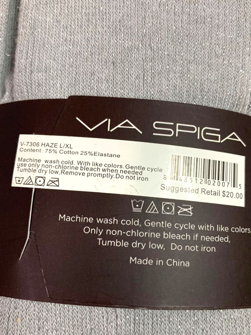 Size XL Via Spiga Womens New Tip Toe Legging Lurex Legging Gray Silver Sparkle