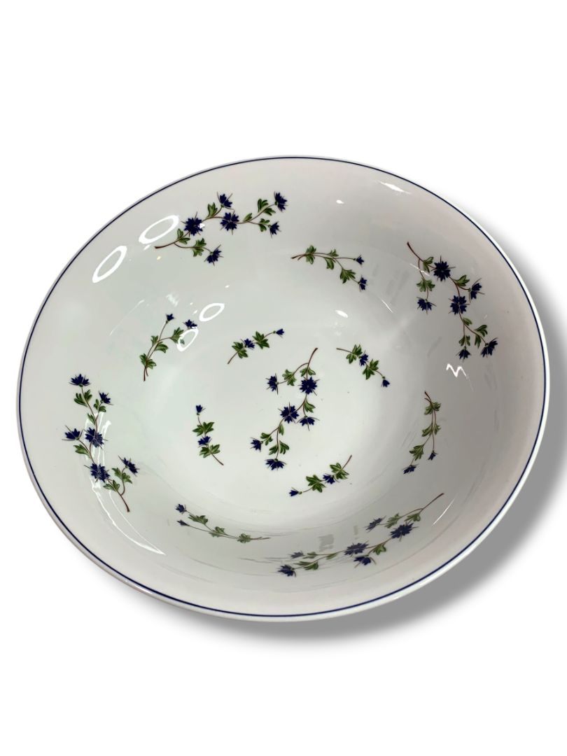 Barbeau by Pillivuyt Centerpiece Serving Bowl Blue Cornflower French Pottery 13"