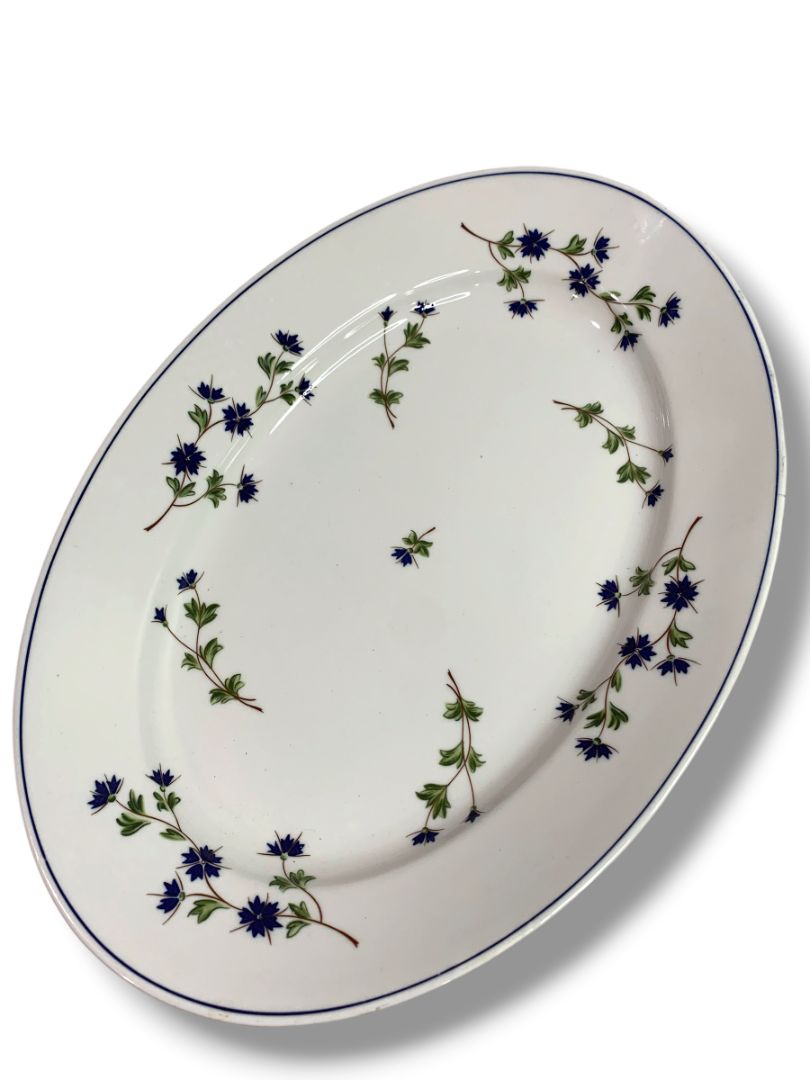 Barbeau by Pillivuyt Oval Serving Platter Blue Cornflower French Pottery 14.5"