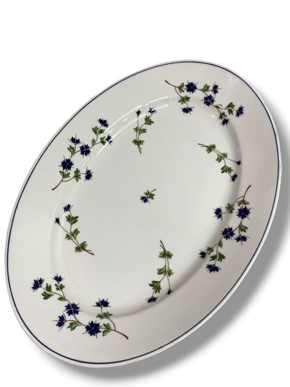 Barbeau by Pillivuyt Oval Serving Platter Blue Cornflower French Pottery 14.5"