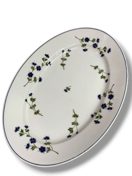Barbeau by Pillivuyt Oval Serving Platter Blue Cornflower French Pottery 14.5"