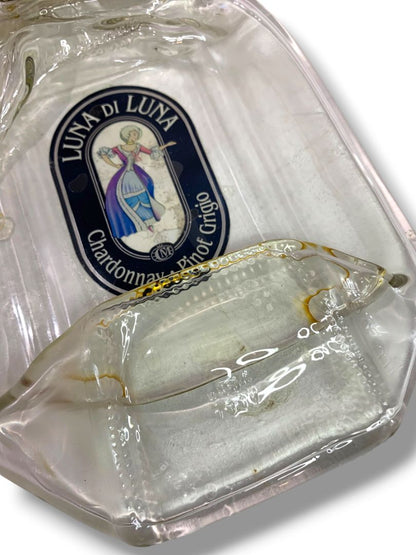 Vintage Luna di Luna Flattened Wine Bottle Glass Trinket Dish Upcycled 9"l x 5.5"w