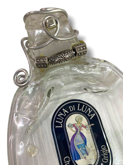 Vintage Luna di Luna Flattened Wine Bottle Glass Trinket Dish Upcycled 9"l x 5.5"w