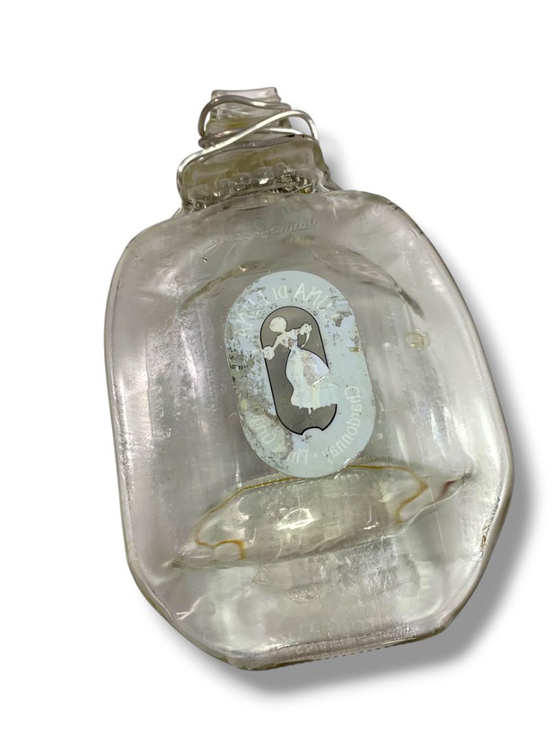 Vintage Luna di Luna Flattened Wine Bottle Glass Trinket Dish Upcycled 9"l x 5.5"w