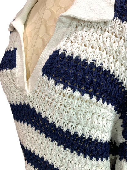 Size XL Talbots Womens Loose Knit Striped Collared Sweater Pullover