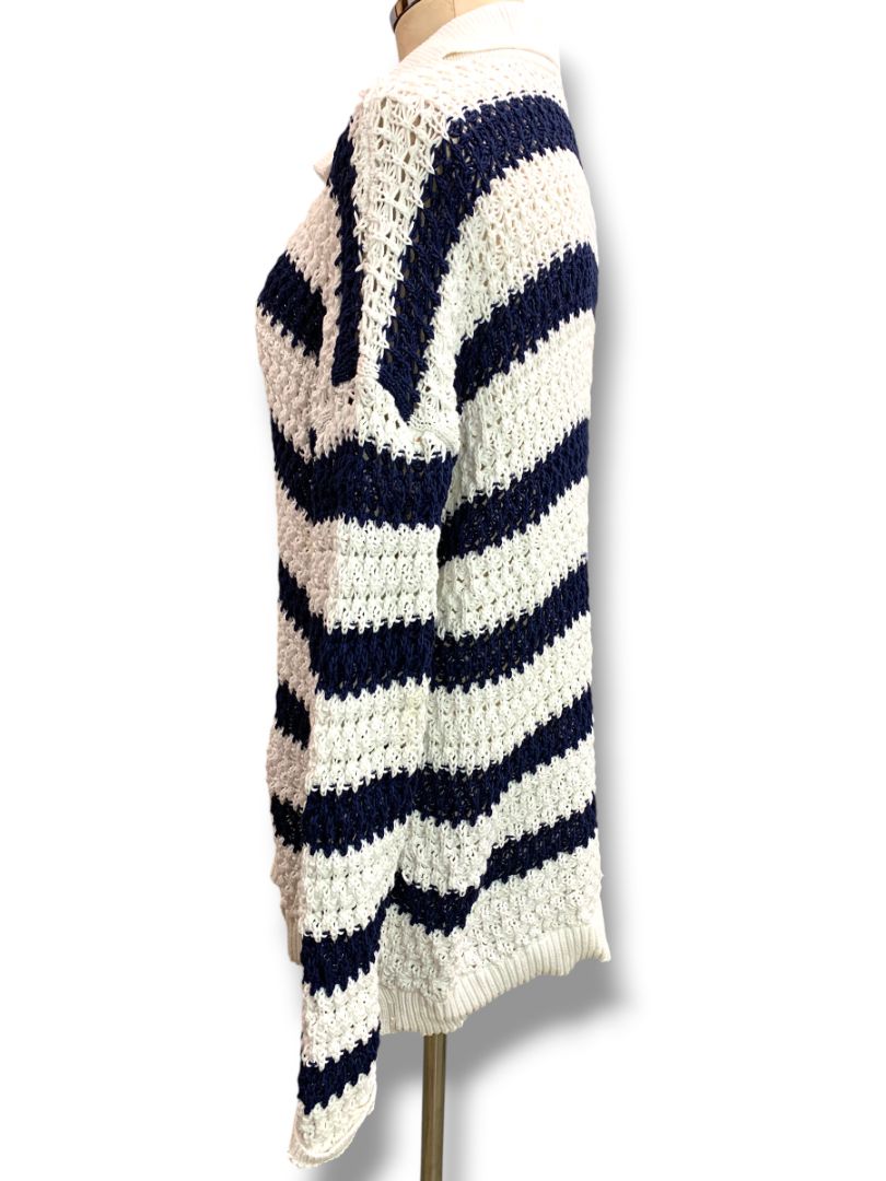 Size XL Talbots Womens Loose Knit Striped Collared Sweater Pullover