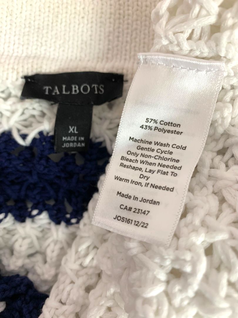 Size XL Talbots Womens Loose Knit Striped Collared Sweater Pullover