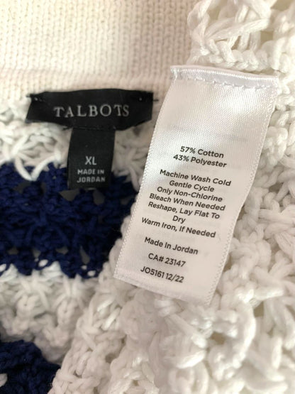 Size XL Talbots Womens Loose Knit Striped Collared Sweater Pullover