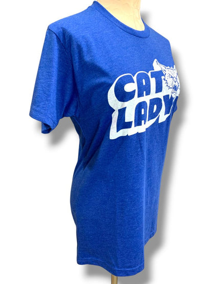 Small KY for KY Womens Tshirt Cat Lady Blue Short Sleeve