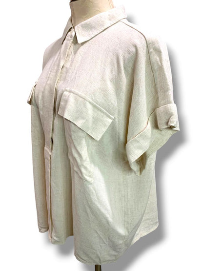 Size XL Simply Vera Wang Womens Short Sleeve Shirt Pullover Rayon Linen Blend