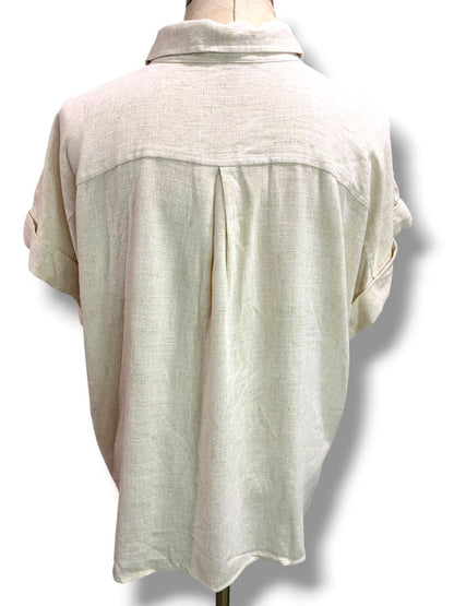 Size XL Simply Vera Wang Womens Short Sleeve Shirt Pullover Rayon Linen Blend