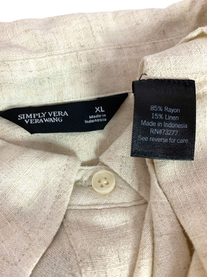 Size XL Simply Vera Wang Womens Short Sleeve Shirt Pullover Rayon Linen Blend