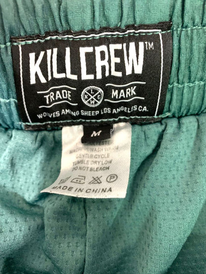 Medium Kill Crew Muay Thai Shorts Green Checker  Cream Unisex Adult