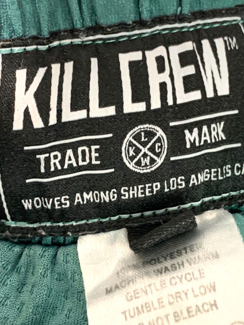 Medium Kill Crew Muay Thai Shorts Green Checker  Cream Unisex Adult