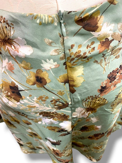 Small Emory Park New Sage Floral Open Back Mini Dress Silky