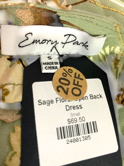 Small Emory Park New Sage Floral Open Back Mini Dress Silky