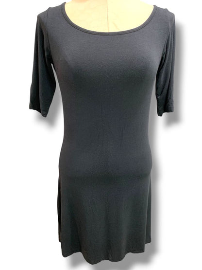 Small Yala Soft Black Tshirt Dress 1/2 Sleeve  35" Length