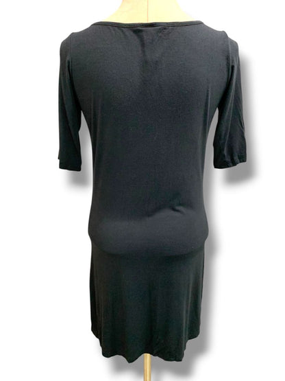 Small Yala Soft Black Tshirt Dress 1/2 Sleeve  35" Length
