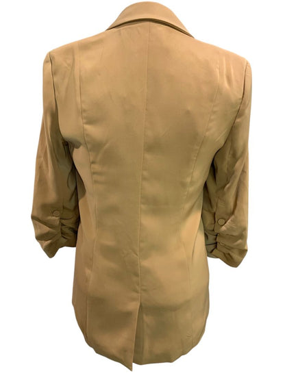 Size XS Z Supply Womens Blazer Lined Ruched Sleeve Sport Coat Brown