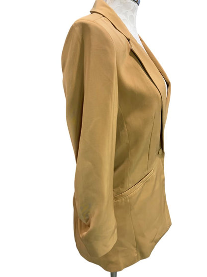 Size XS Z Supply Womens Blazer Lined Ruched Sleeve Sport Coat Brown
