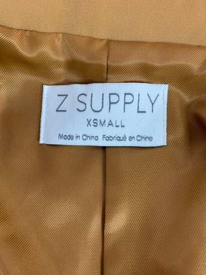 Size XS Z Supply Womens Blazer Lined Ruched Sleeve Sport Coat Brown