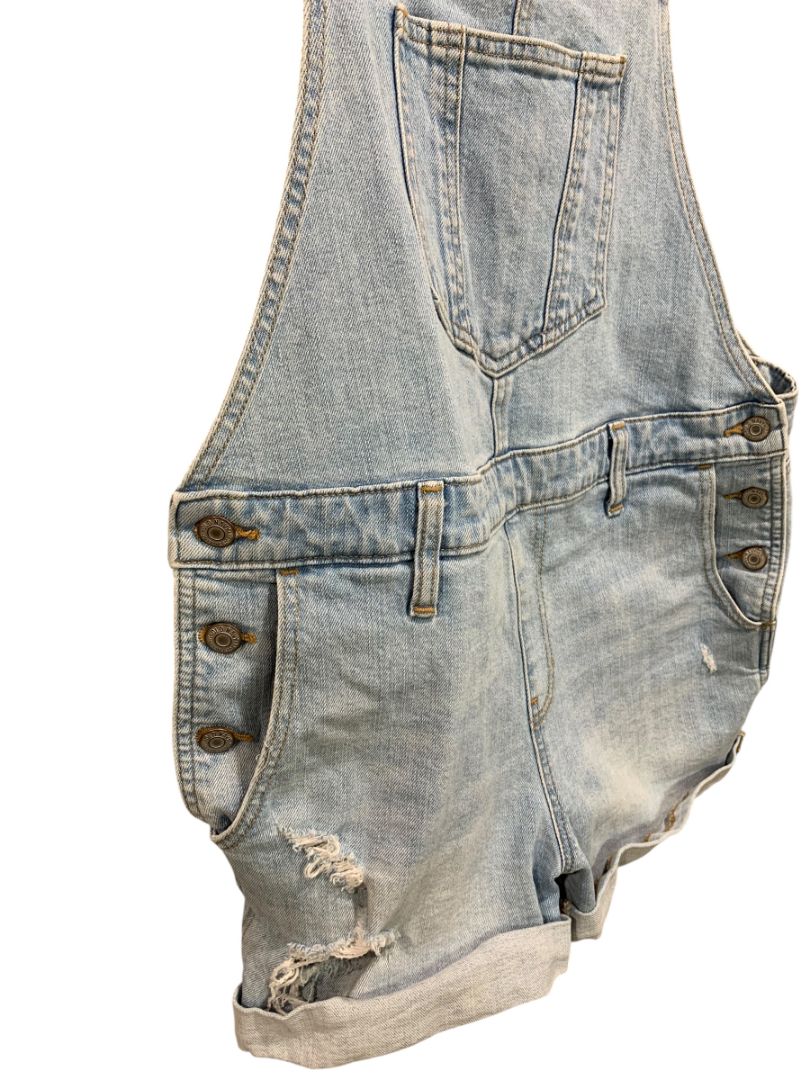 Medium Old Navy Womens Denim Jean Bib Overall Shorts Cuffed Light Wash