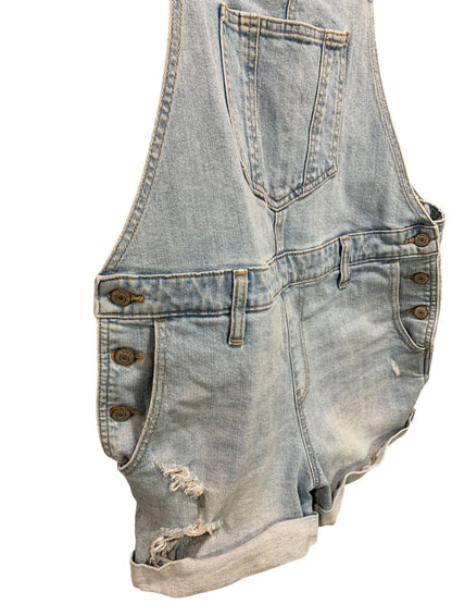 Medium Old Navy Womens Denim Jean Bib Overall Shorts Cuffed Light Wash