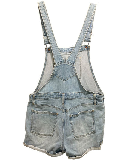 Medium Old Navy Womens Denim Jean Bib Overall Shorts Cuffed Light Wash
