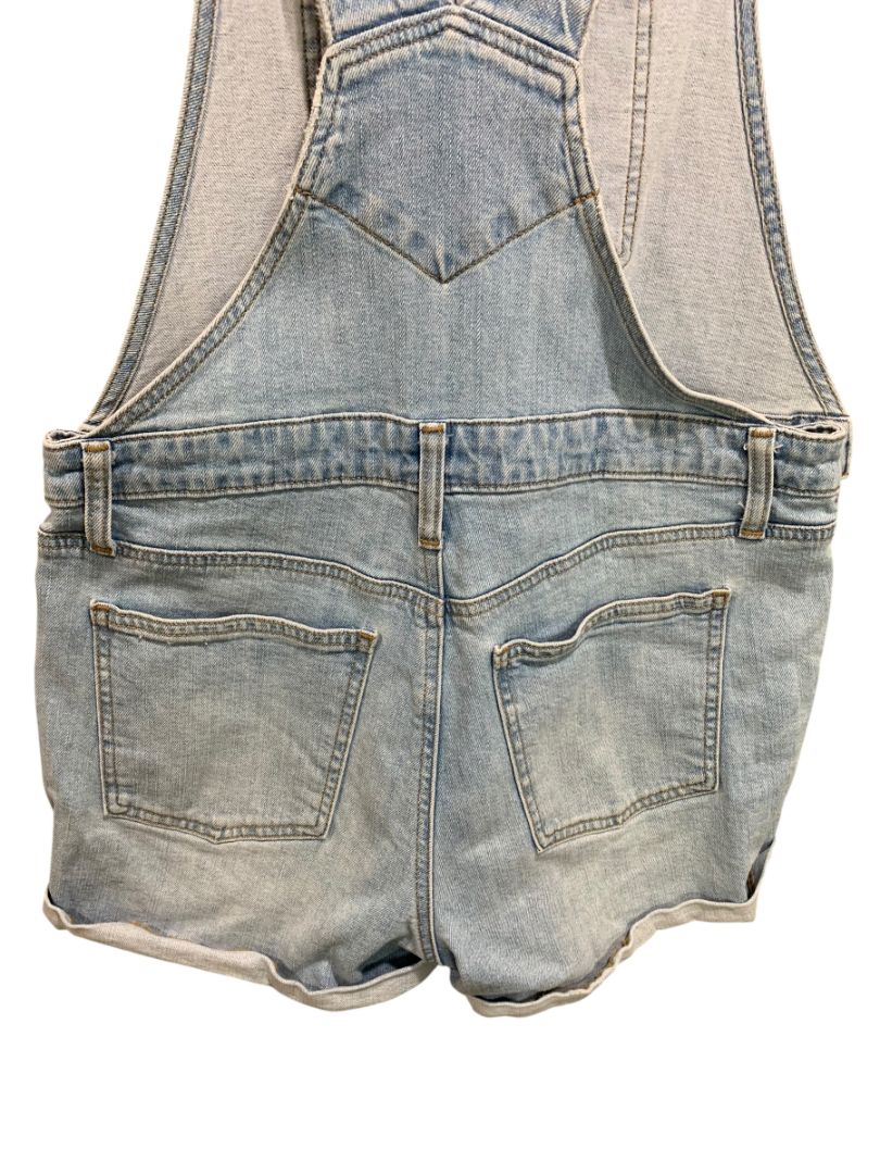 Medium Old Navy Womens Denim Jean Bib Overall Shorts Cuffed Light Wash