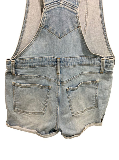 Medium Old Navy Womens Denim Jean Bib Overall Shorts Cuffed Light Wash