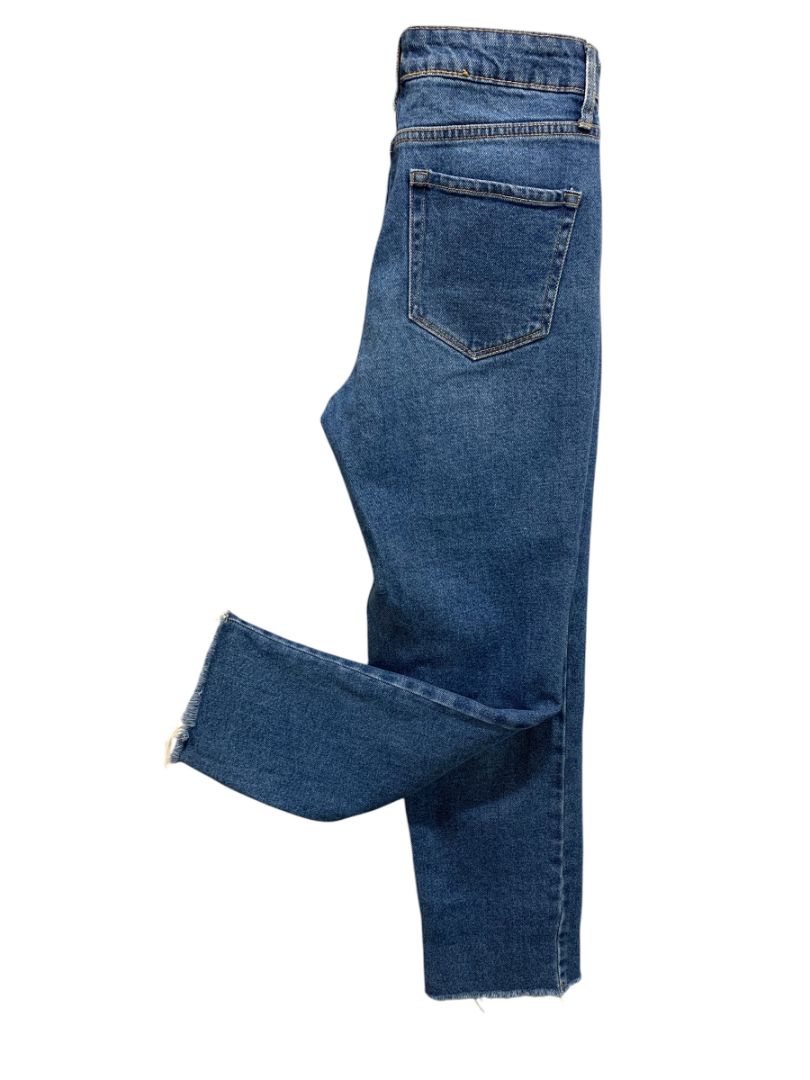 Size 4 Wild Fable Womens High Rise Straight Ankle Jeans Denim Raw Hem
