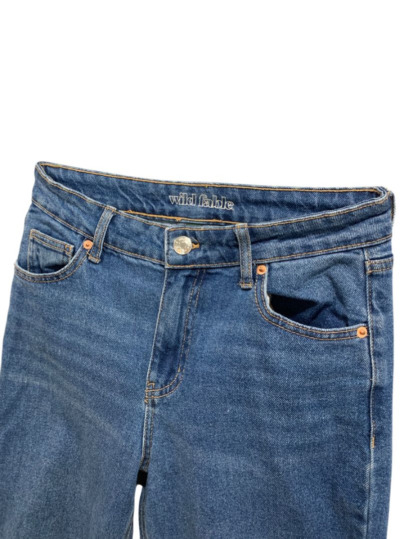 Size 4 Wild Fable Womens High Rise Straight Ankle Jeans Denim Raw Hem
