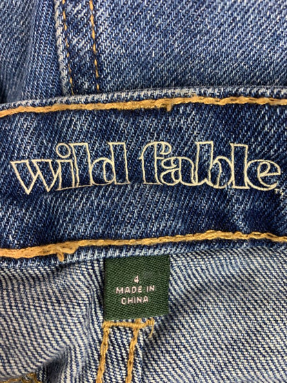 Size 4 Wild Fable Womens High Rise Straight Ankle Jeans Denim Raw Hem