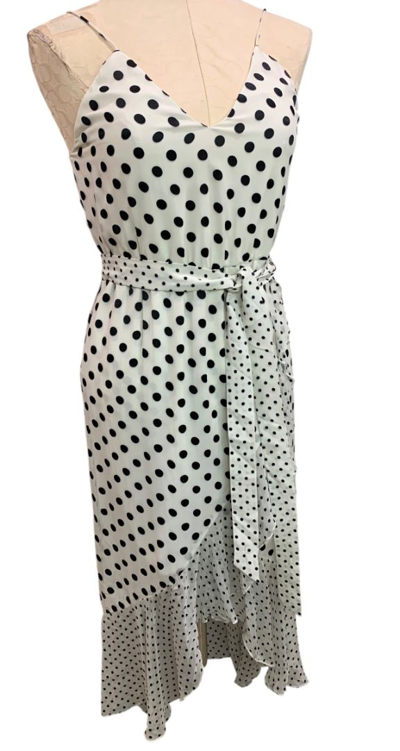 Size 6 Alice + Olivia Mable Polka Dot Faux Wrap Dress Silk Blend