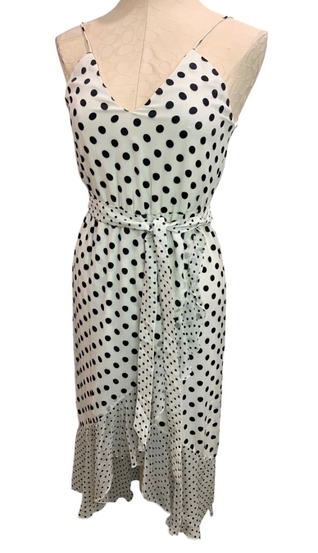 Size 6 Alice + Olivia Mable Polka Dot Faux Wrap Dress Silk Blend
