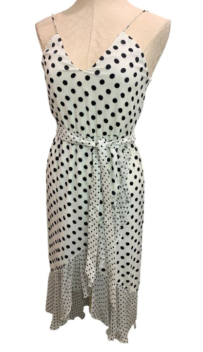 Size 6 Alice + Olivia Mable Polka Dot Faux Wrap Dress Silk Blend