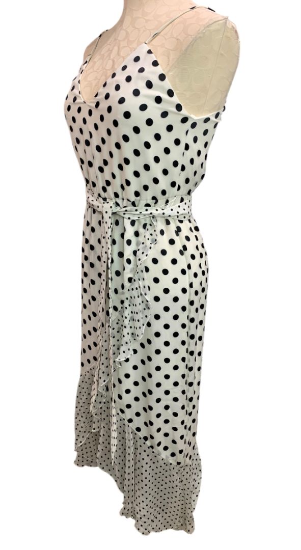 Size 6 Alice + Olivia Mable Polka Dot Faux Wrap Dress Silk Blend