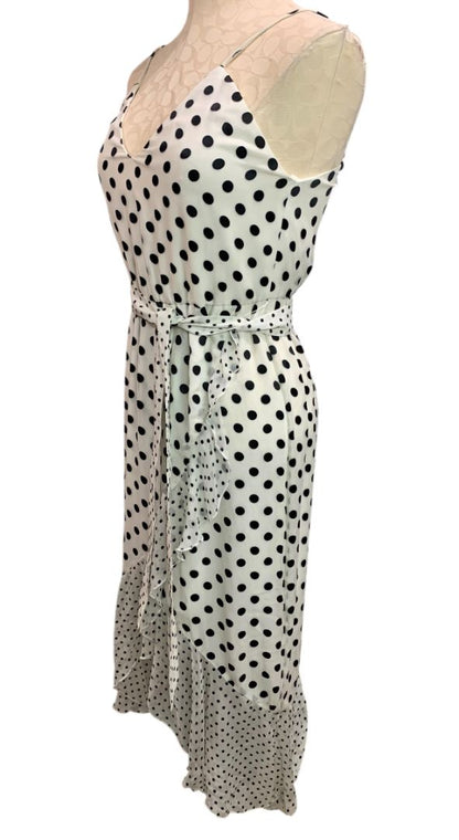 Size 6 Alice + Olivia Mable Polka Dot Faux Wrap Dress Silk Blend