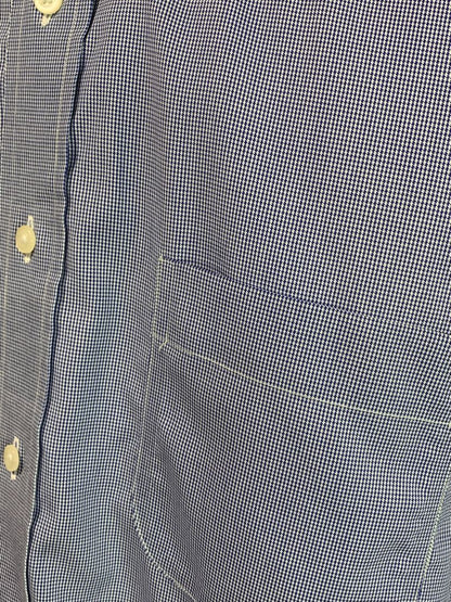 Large (16.5-33) Jos A Bank Mens Tailored Fit Button Down Shirt Blue White Microcheck