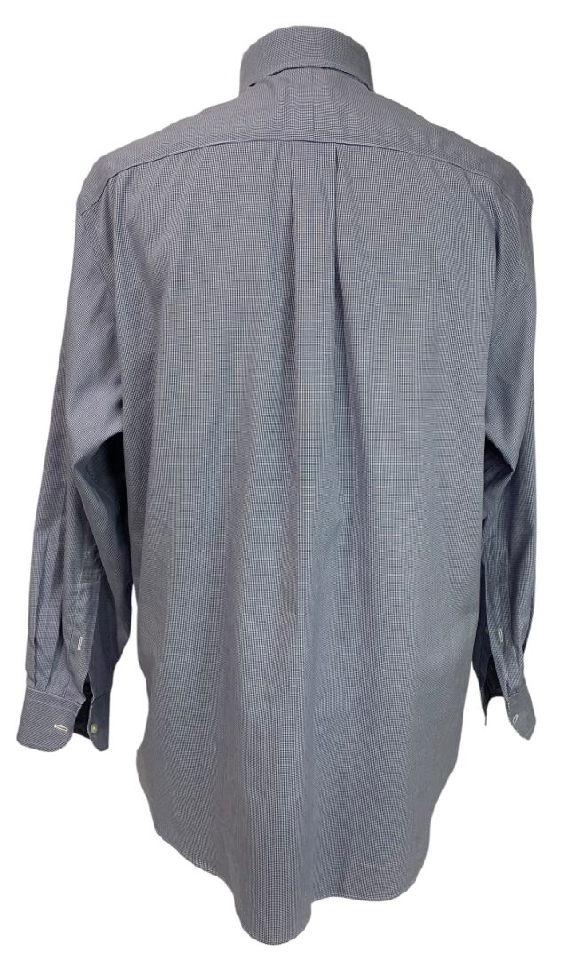 Large (16.5-33) Jos A Bank Mens Tailored Fit Button Down Shirt Blue White Microcheck