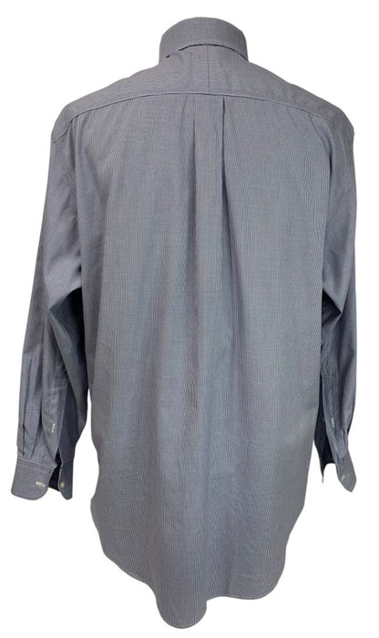 Large (16.5-33) Jos A Bank Mens Tailored Fit Button Down Shirt Blue White Microcheck